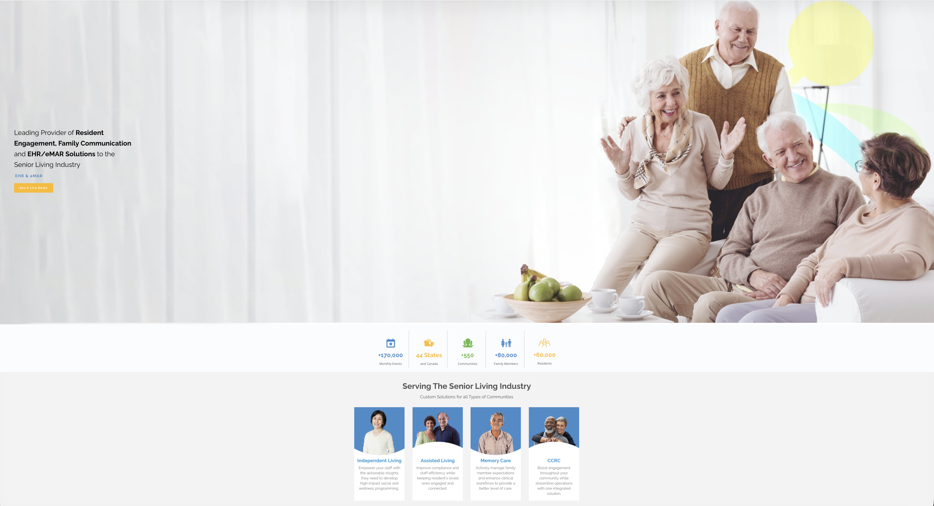 Caremerge senior-living platform homepage